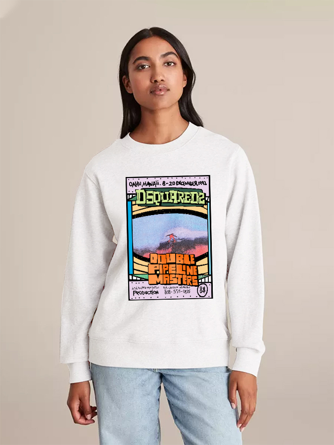 Unisex Round Neck Casual Vintage Printed Long Sleeve Sweatshirt