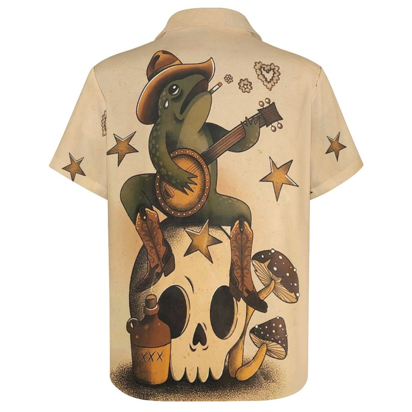 Men's Hawaiian Frog Print Casual Short Sleeve Shirt 2306102686