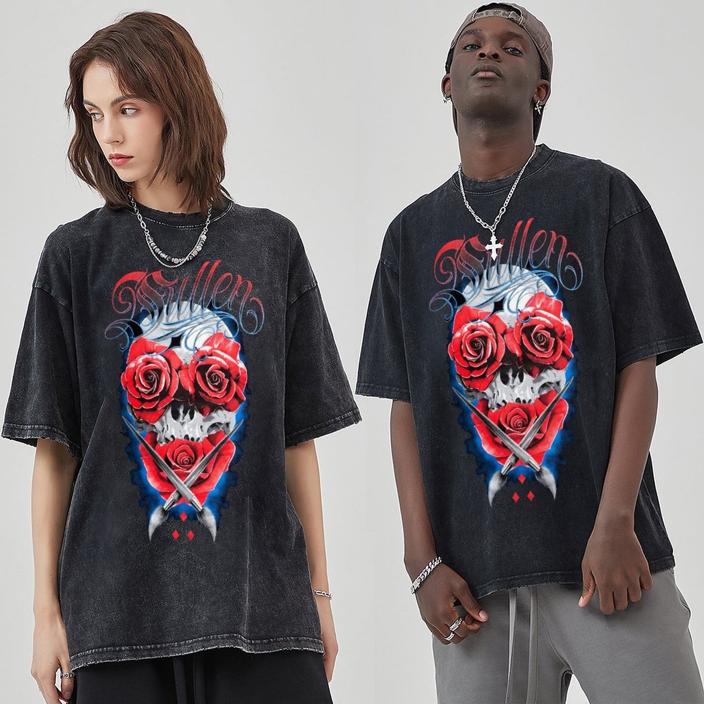 Unisex Vintage Solid Wash T-Shirts 2305104087
