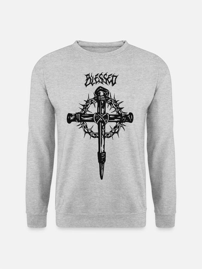 Unisex Round Neck Casual Cross Printed Long Sleeve Sweatshirt