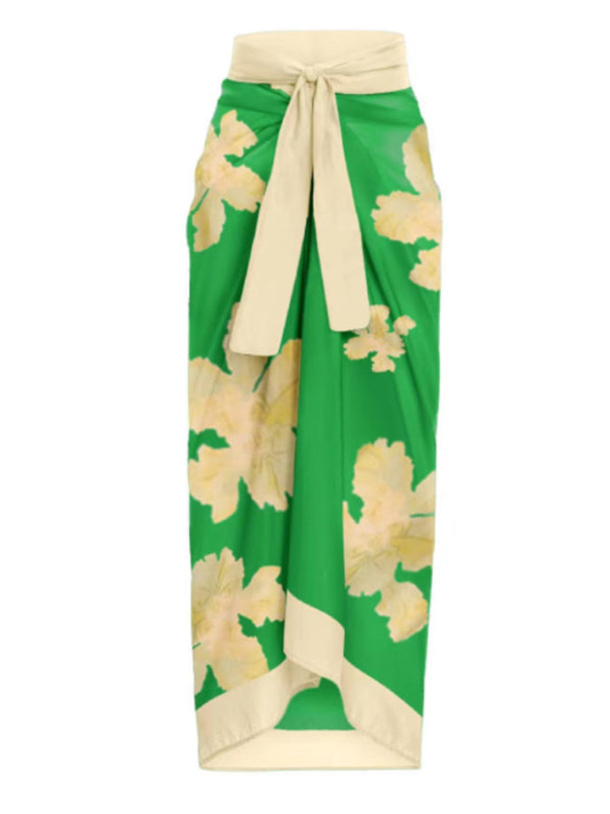 One Shoulder Floral Print One Piece Swimsuit and Cover Up