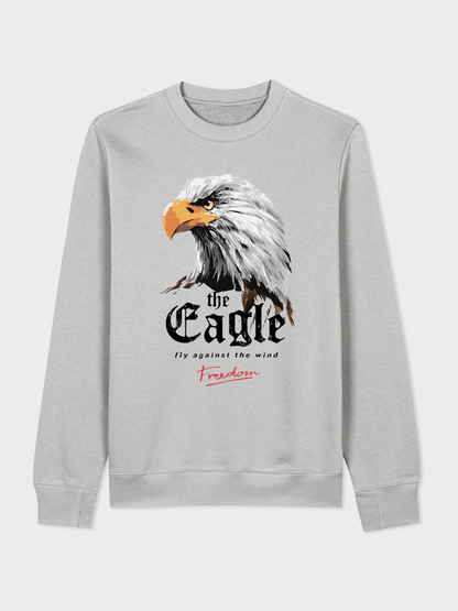 Unisex Round Neck Casual Eagle Printed Long Sleeve Sweatshirt