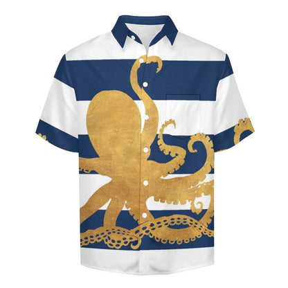 Men's Octopus Painted Print Vacation Hawaiian Shirt 2305106279