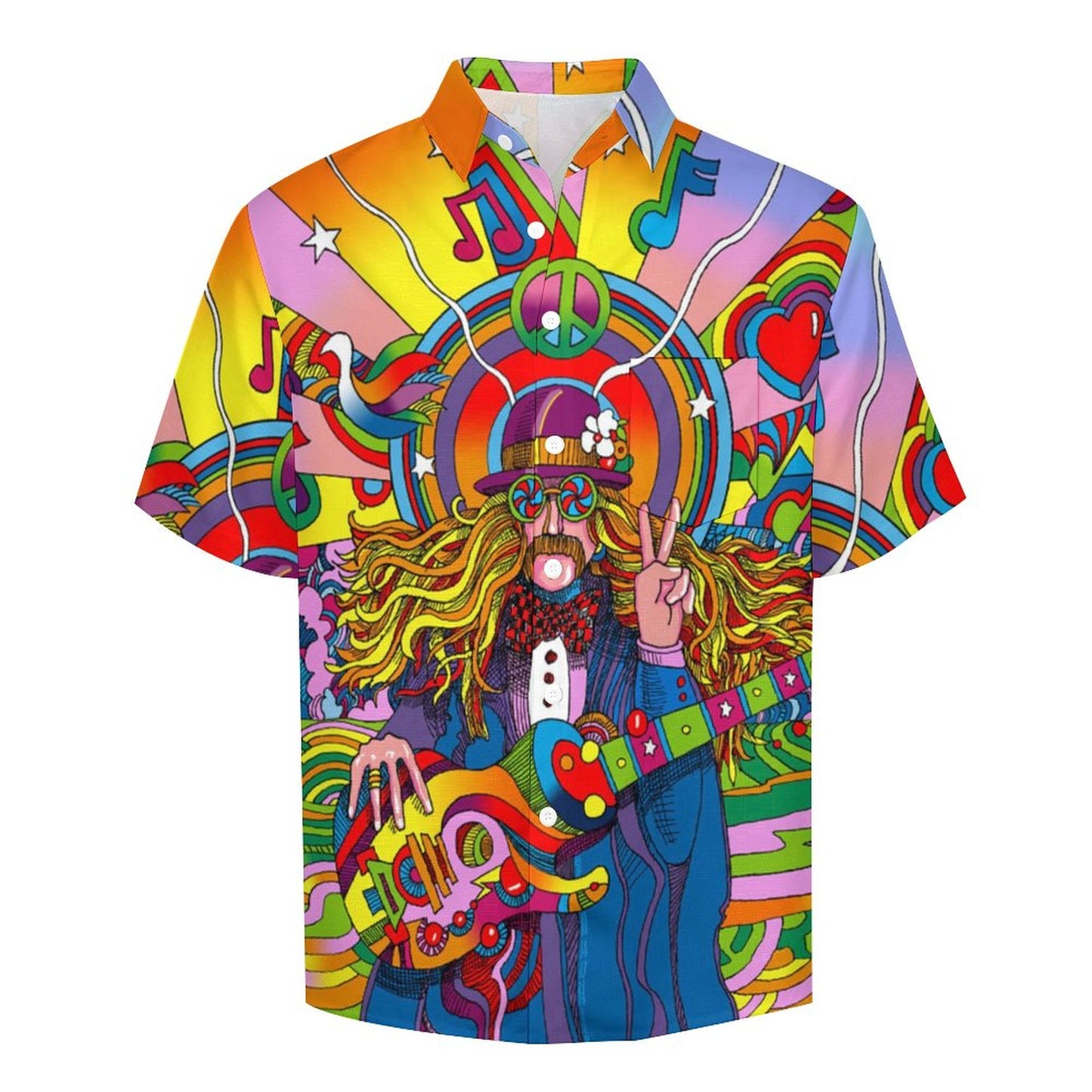 Men's Painted Music Print Vacation Hawaiian Shirt