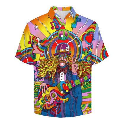 Men's Painted Music Print Vacation Hawaiian Shirt