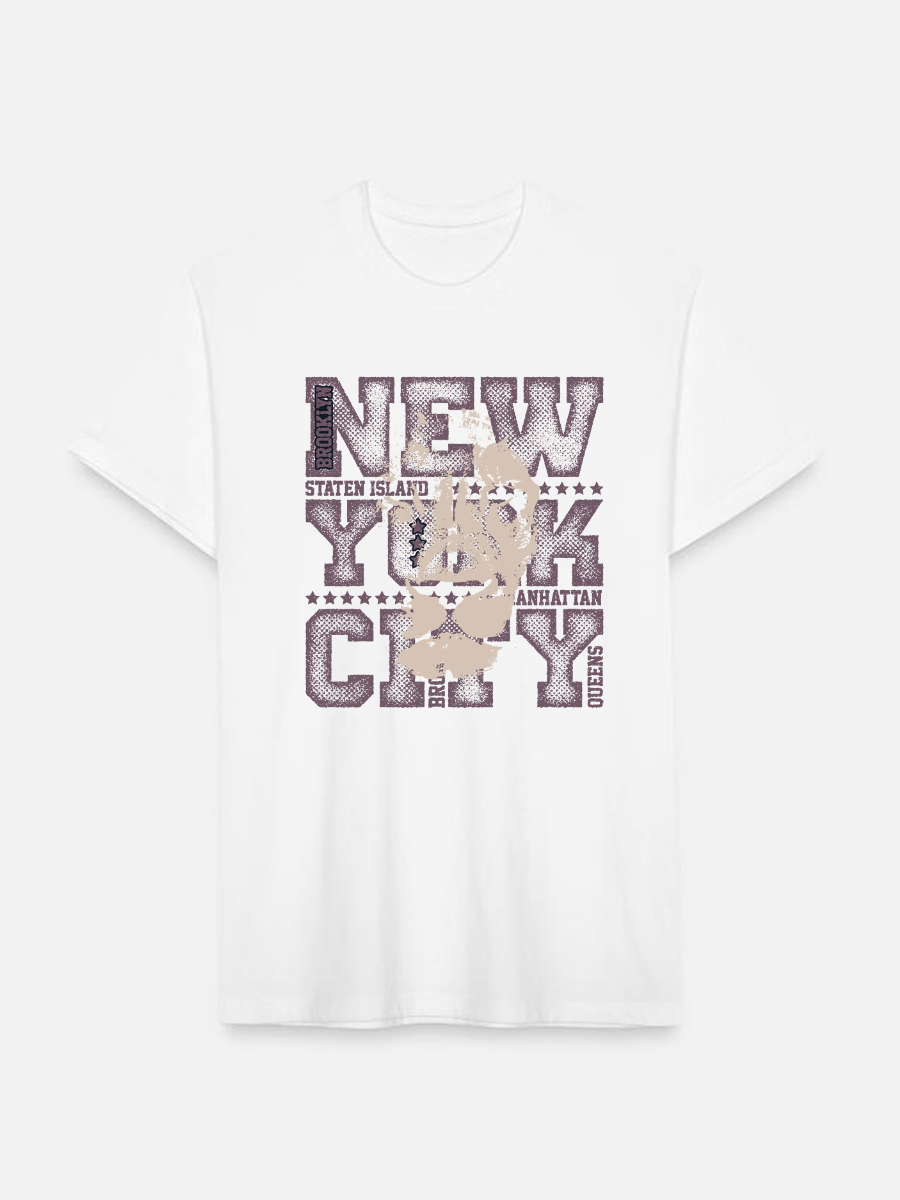 Men's Casual Letter Printed Round Neck Short Sleeve T-Shirt