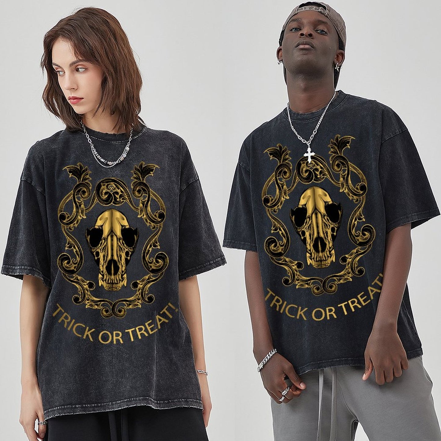Unisex Vintage Solid Wash T-Shirts 2305101599