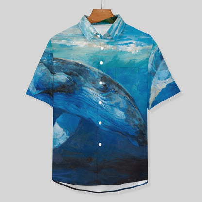 Men's Oil Painting Art Whale Print Vacation Hawaiian Shirt 2305106497