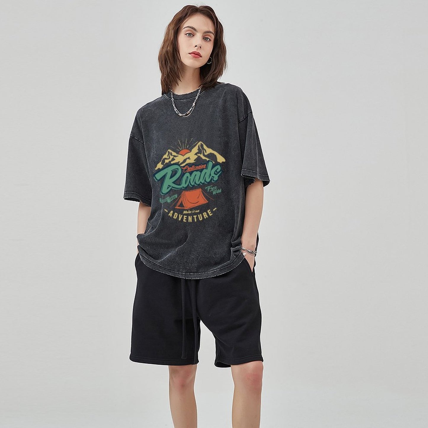 Unisex Vintage Solid Wash T-Shirts 2305102646