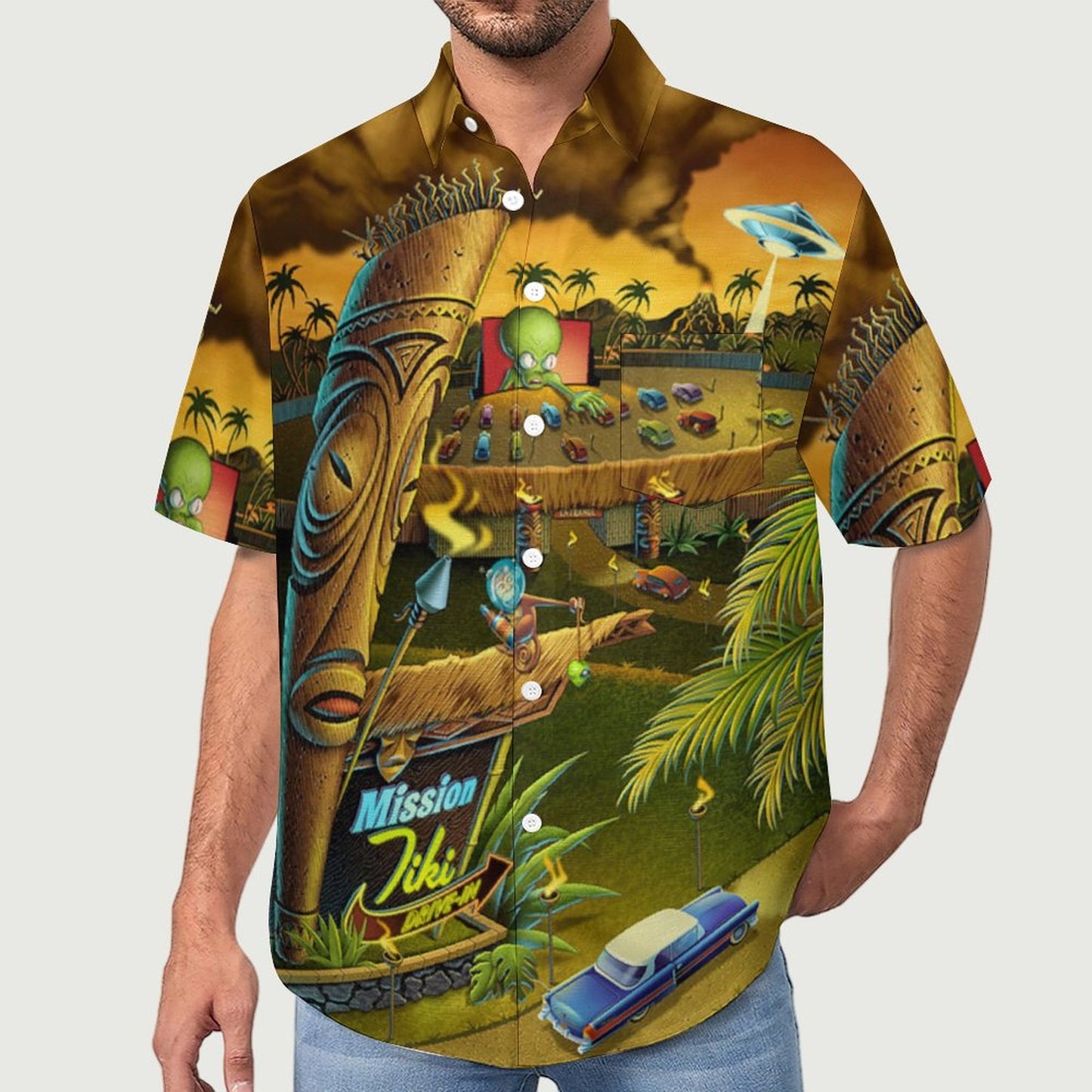Men's Abstract Print Short Sleeve Shirt  2305106439