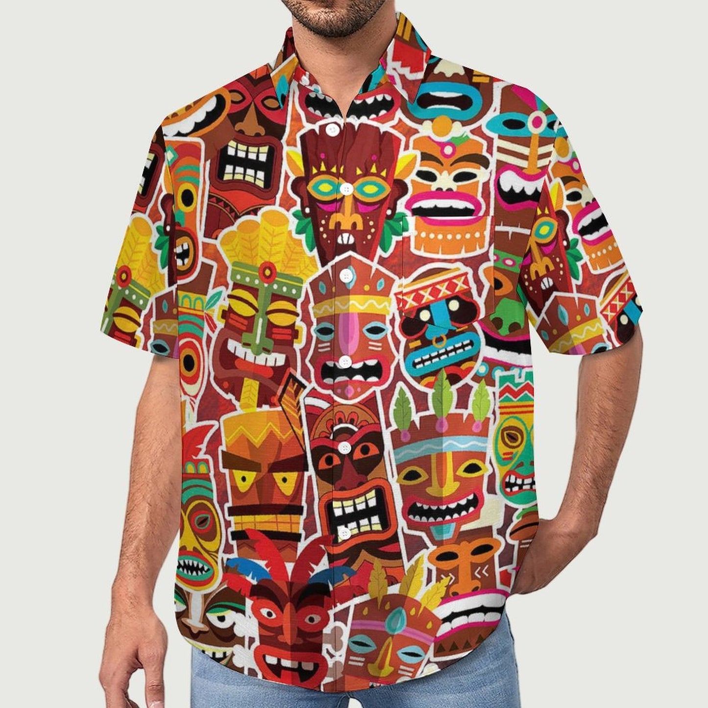 Men's Abstract Print Short Sleeve Shirt  2305106440