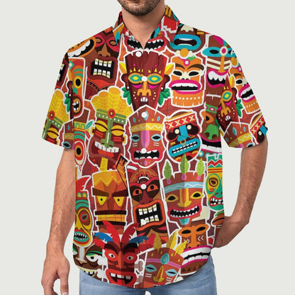 Men's Abstract Print Short Sleeve Shirt  2305106440