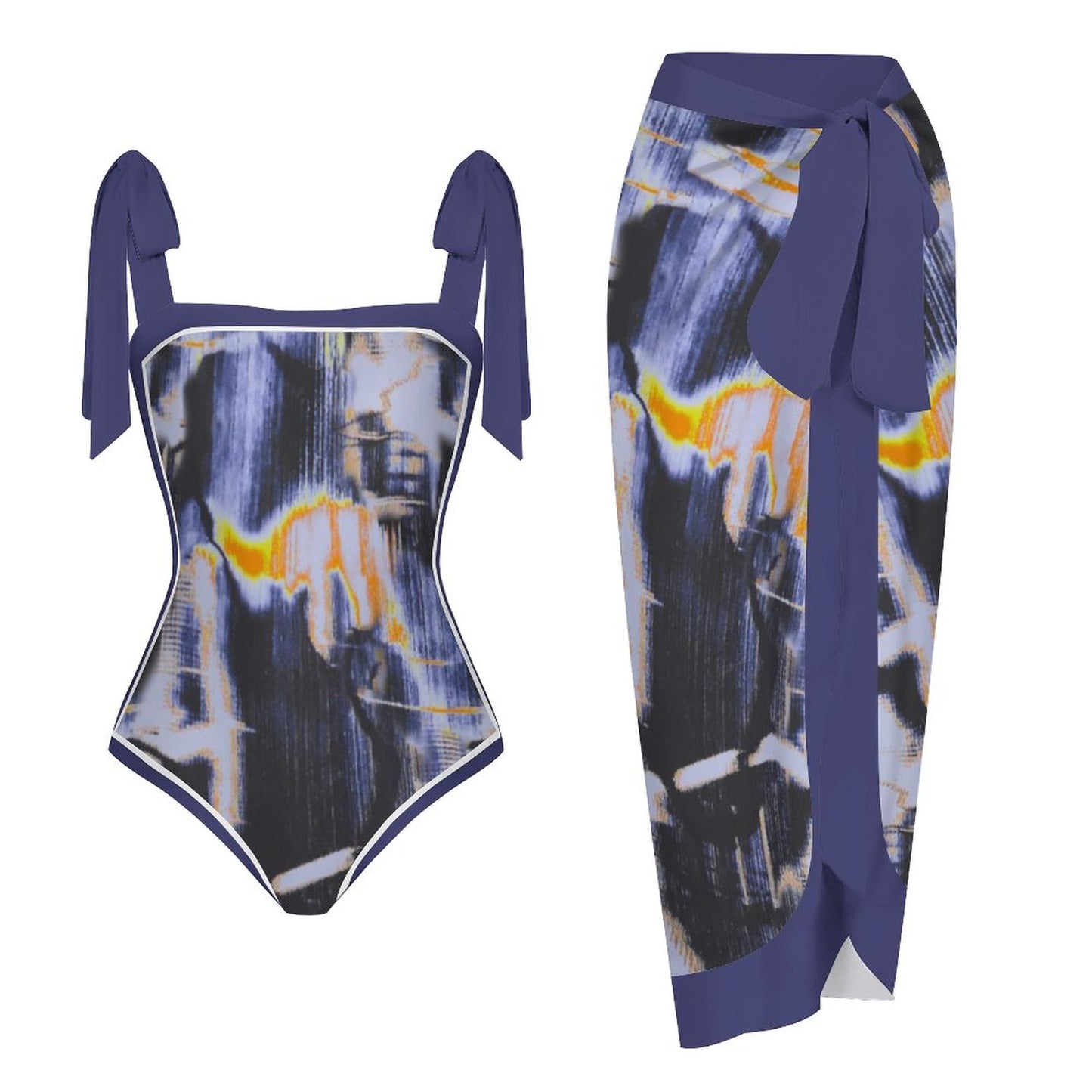 Fashion Printed One Piece Swimsuit And Cover Up 2305104442