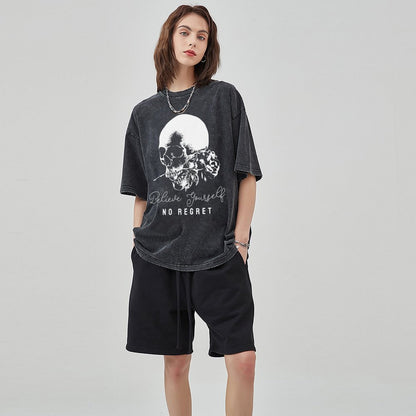 Mens Cotton Wash Solid T-Shirts Oversized Unisex Short Sleeve Streetwear Rap Hip Hop Basic Tee Tops 2305101629