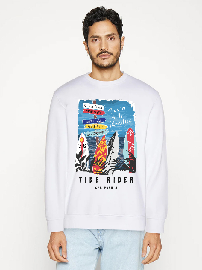 Unisex Round Neck Casual Tide Rider Printed Long Sleeve Sweatshirt