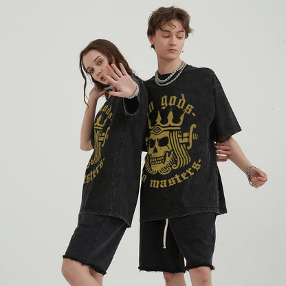 Mens Cotton Wash Solid T-Shirts Oversized Unisex Short Sleeve Streetwear Rap Hip Hop Basic Tee Tops 2305101630