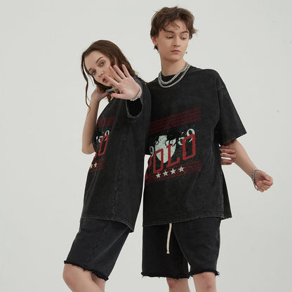 Unisex Vintage Solid Wash T-Shirts 2305102640
