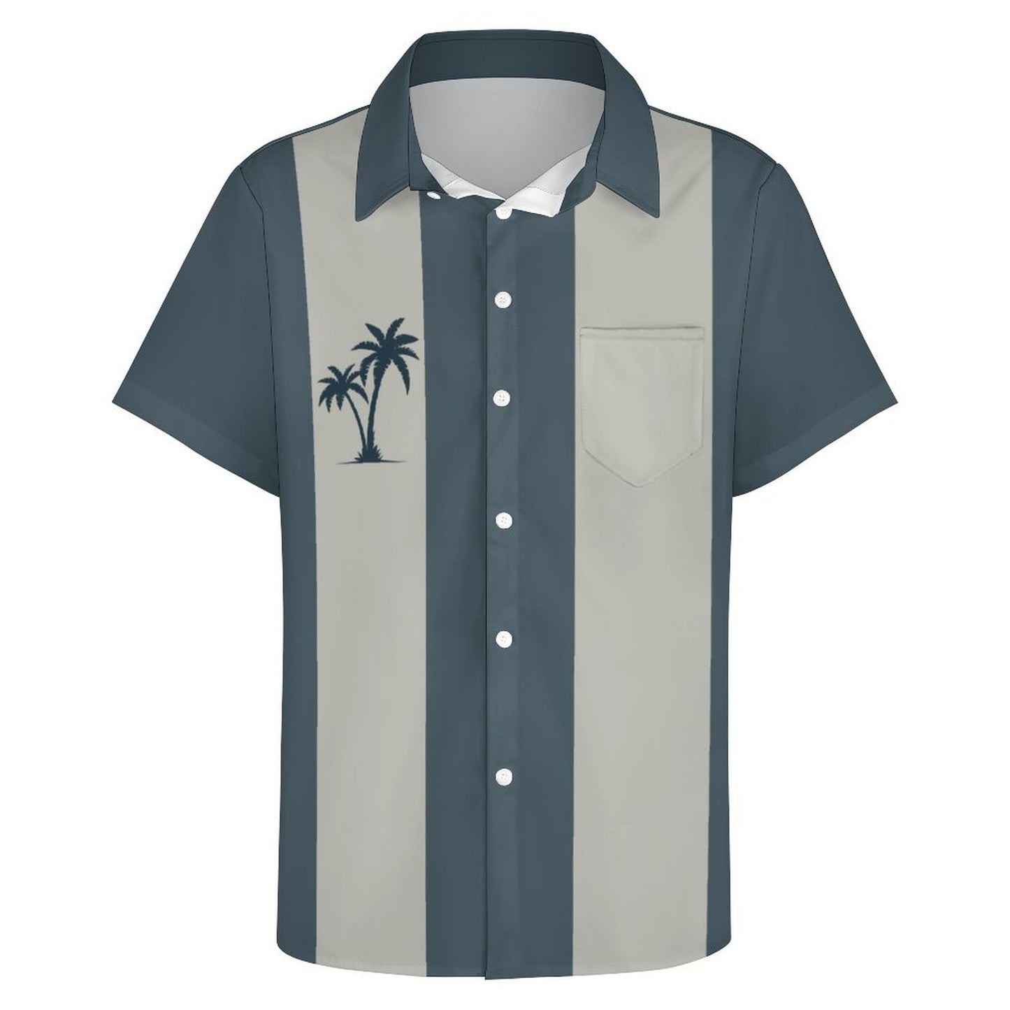 Men's Hawaiian Stripe Coconut Print Resort Shirt
