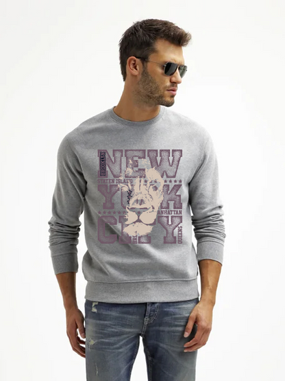 Men's Round Neck Casual Letter Printed Long Sleeve Sweatshirt
