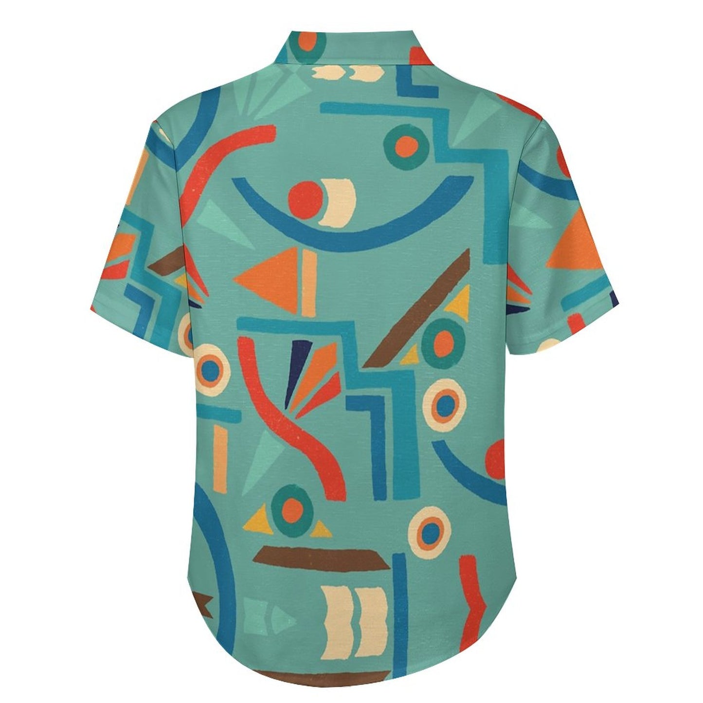 Geometric Pattern Breast Pocket Short Sleeve Shirt 2306100690