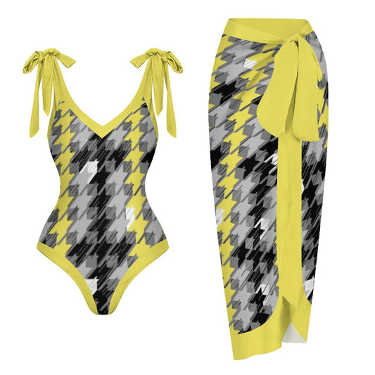 Casual Printed One-Piece Swimsuit And Cover Up 2305102484