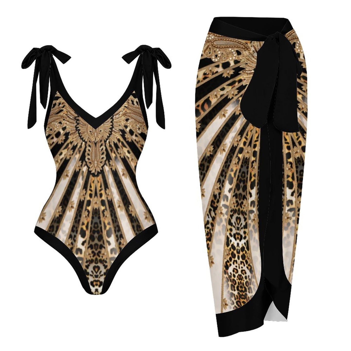 Casual Printed One Piece Swimsuit And Cover Up 2305106056