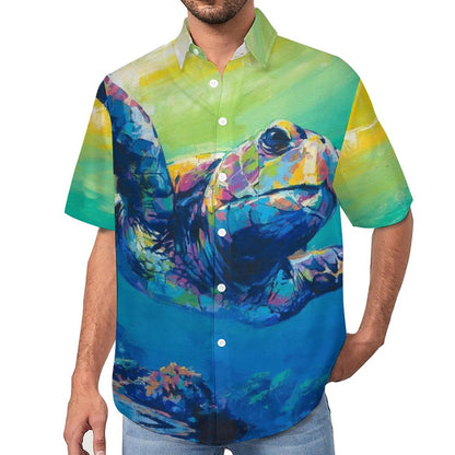 Men's Oil Painting Art Turtle Print Vacation Hawaiian Shirt 2305106496