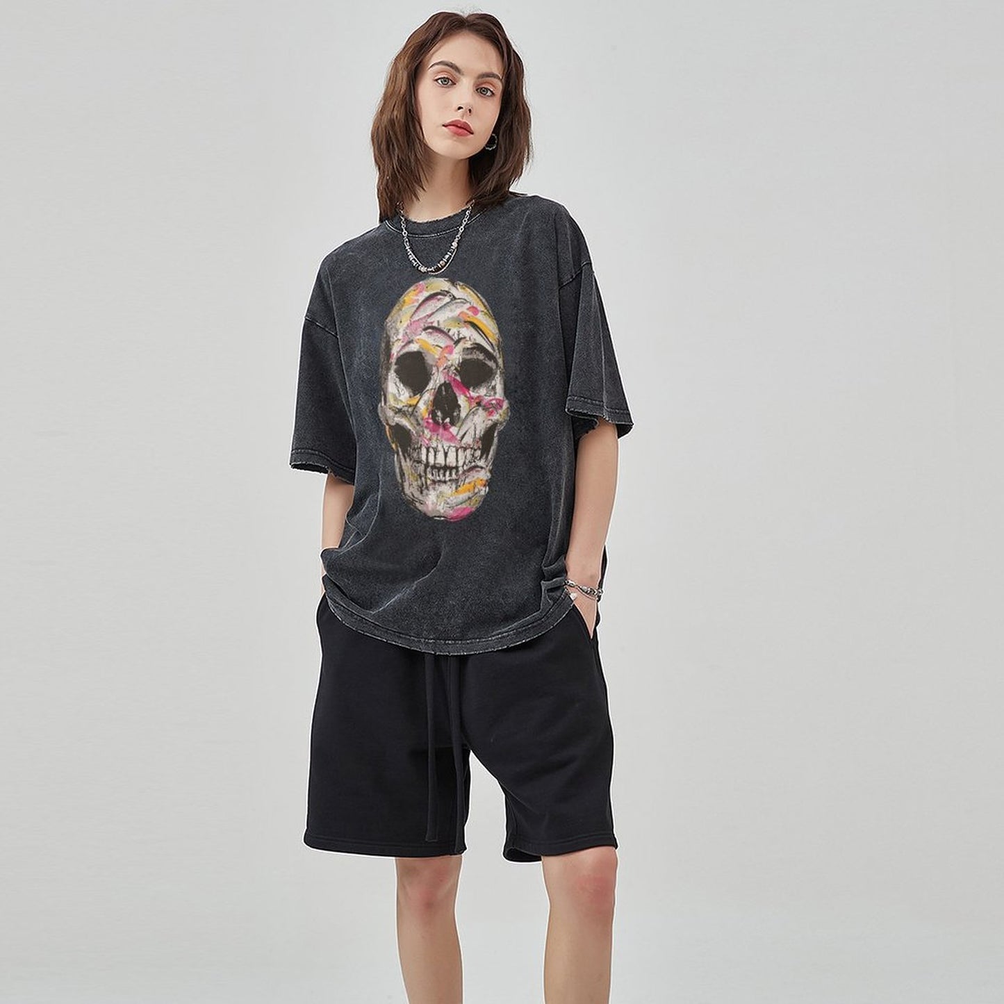 Mens Cotton Wash Solid T-Shirts Oversized Unisex Short Sleeve Streetwear Rap Hip Hop Basic Tee Tops 2305101610
