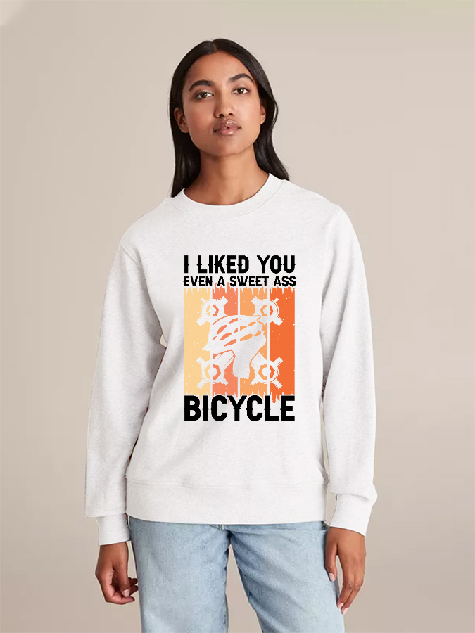 Unisex Round Neck Casual Bicycle Printed Long Sleeve Sweatshirt