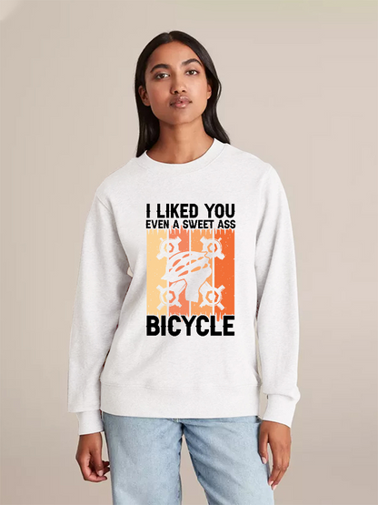 Unisex Round Neck Casual Bicycle Printed Long Sleeve Sweatshirt