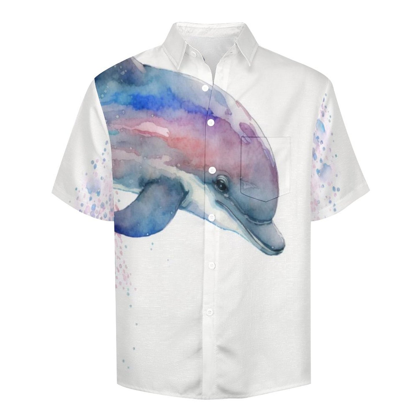 Men's Watercolor Dolphin Print Vacation Hawaiian Shirt