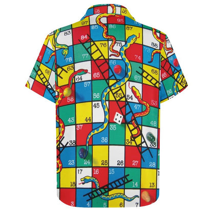 Men's Snakes N Ladders Print Casual Short Sleeve Shirt 2306102513