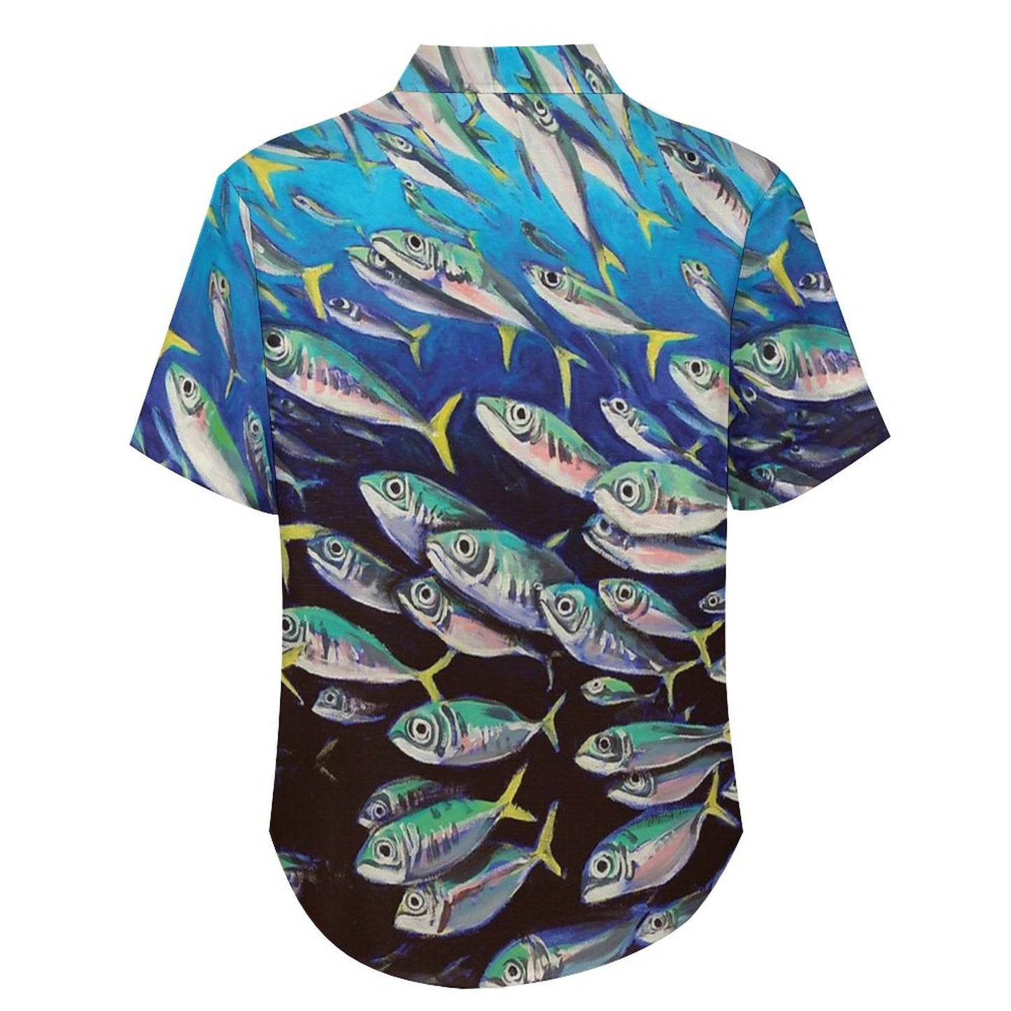 Men's Fish School Printed Resort Hawaiian Shirt