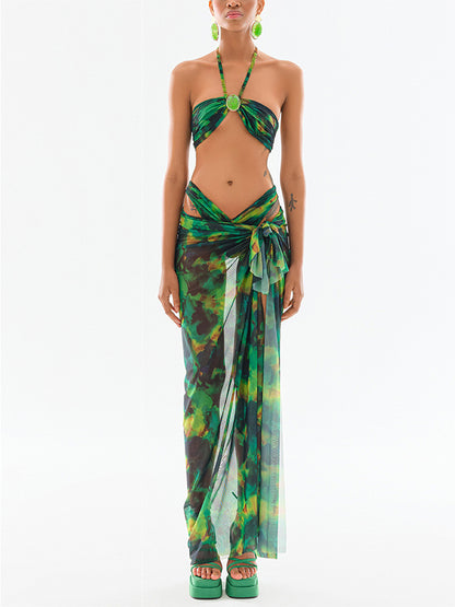Green Halter Bikini and Cover Up