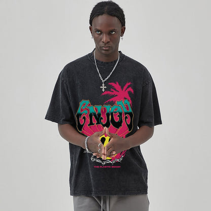 Unisex Vintage Solid Wash T-Shirts 2305101929