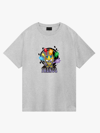 Women's Casual Tiny Thanos Printed Round Neck Short Sleeve T-Shirt