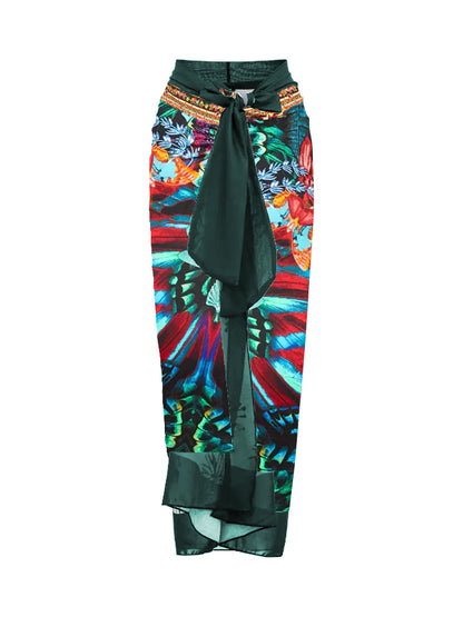 Vintage Butterfly  Deep V Print One Piece Swimsuit And Cover up
