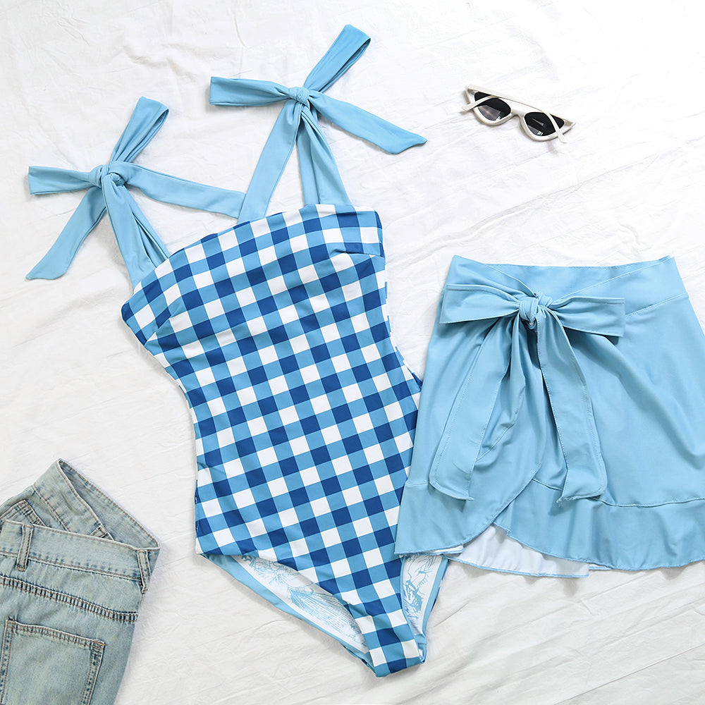 Reversible Bowknot Tie-shoulder One Piece Swimsuit