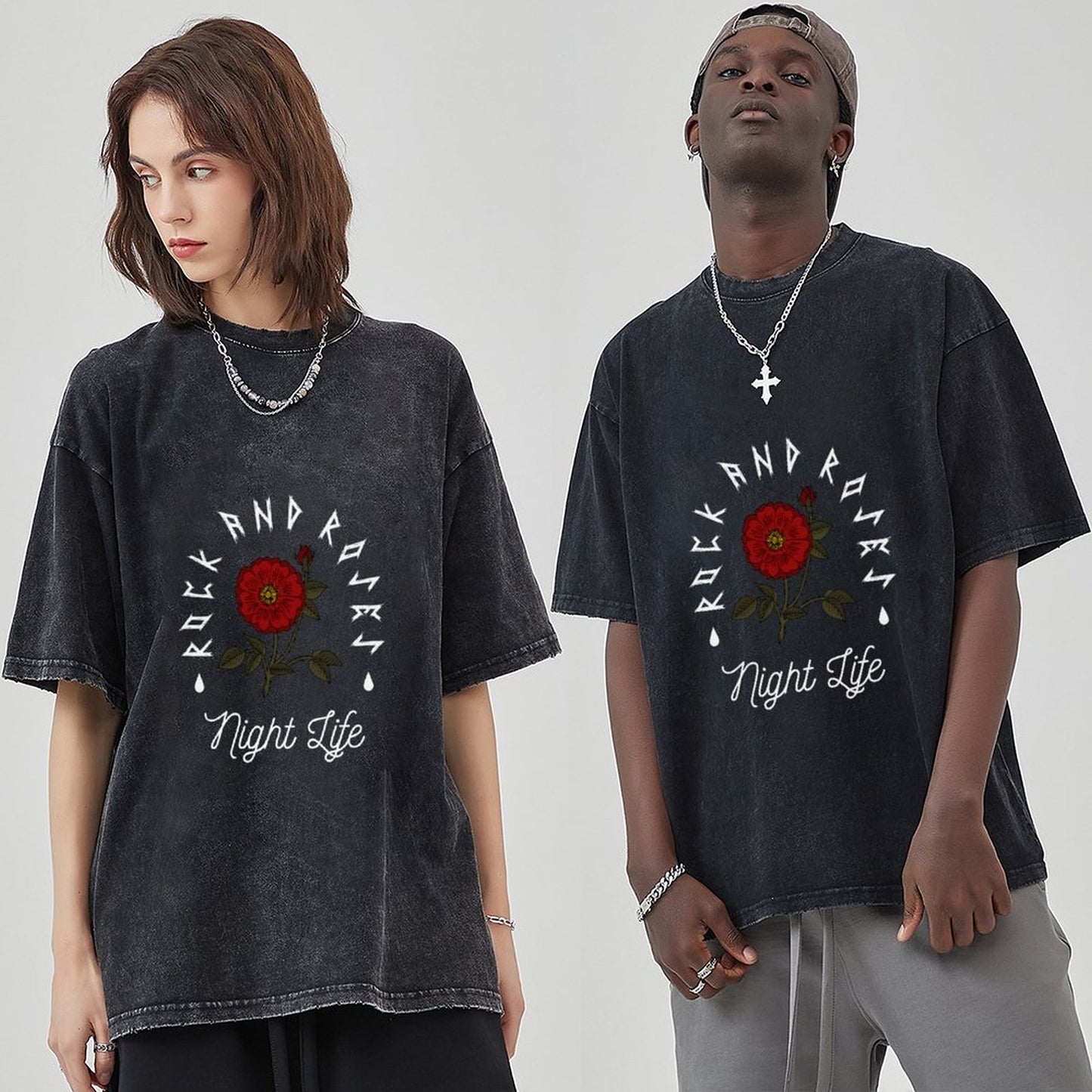 Unisex Vintage Solid Wash T-Shirts 2305102641