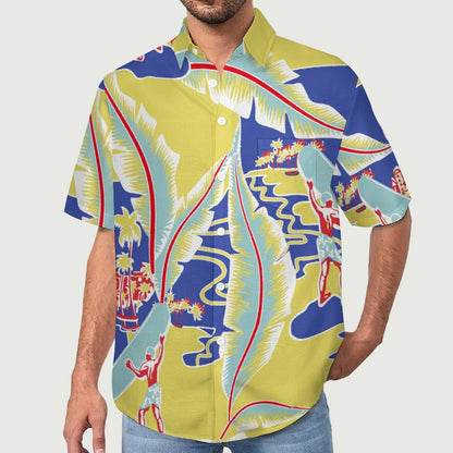 Men's Tropical Plant Print Vacation Hawaiian Shirt 2306104579