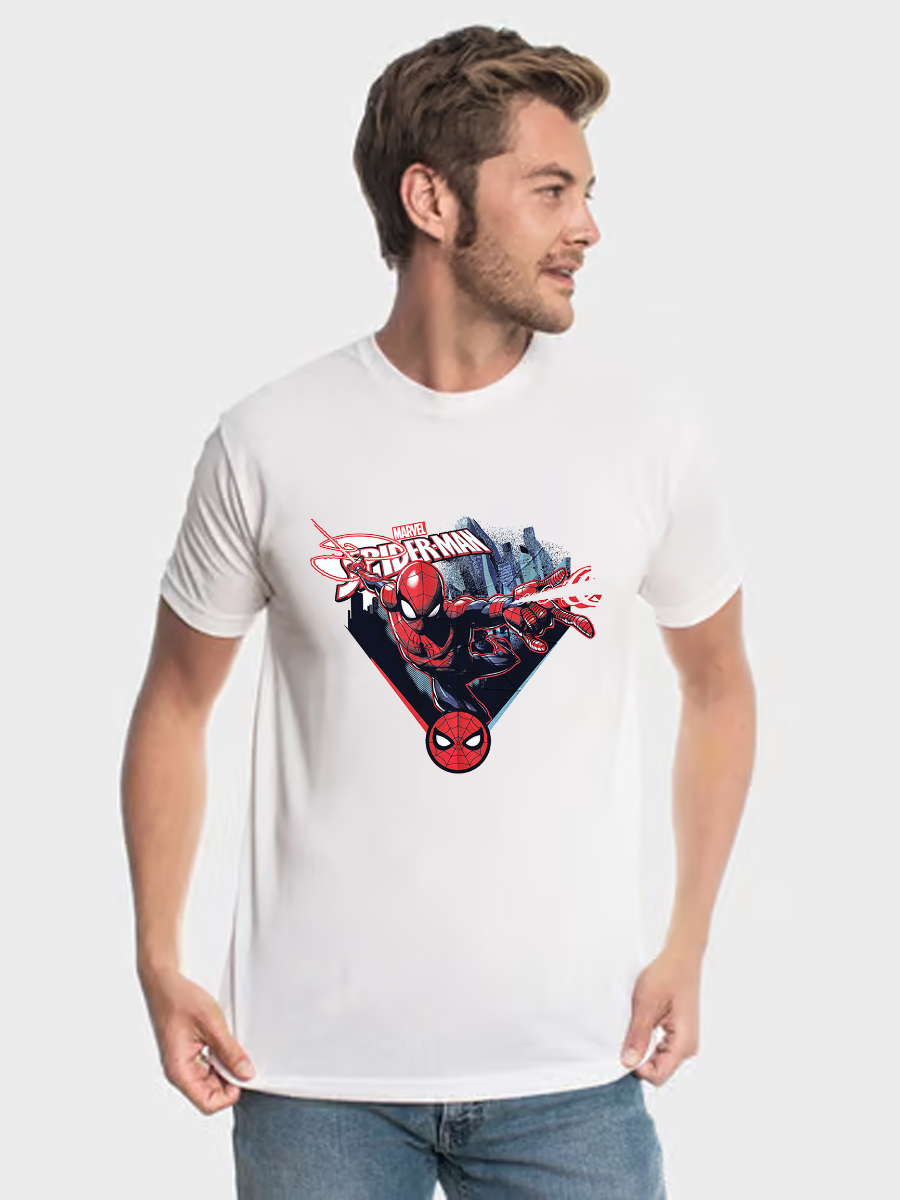 Men's Casual Marvel Spider-Man Printed Round Neck Short Sleeve T-Shirt