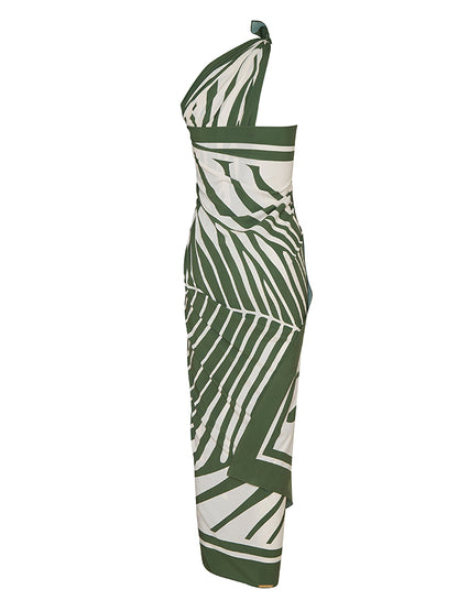 Vintage V-neck Printed Swimsuit and Cover-up