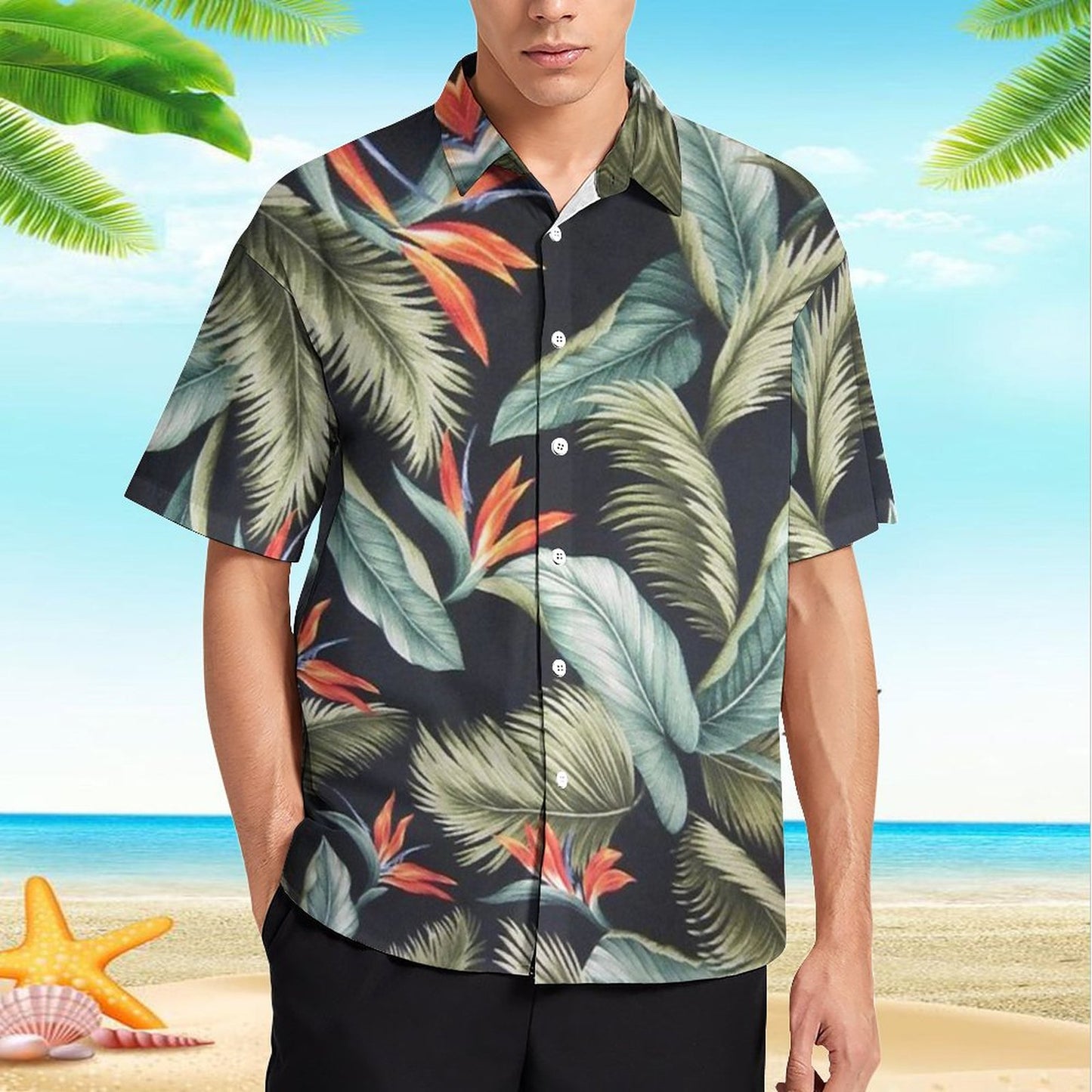 Men's Hawaiian Print Resort Shirt 2305101467