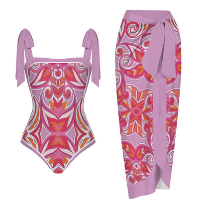 Fashion Printed One Piece Swimsuit And Cover Up 2305104421