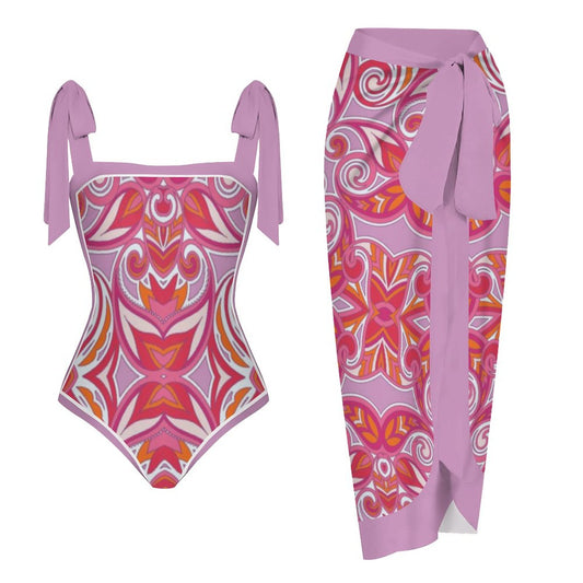 Fashion Printed One Piece Swimsuit And Cover Up 2305104421