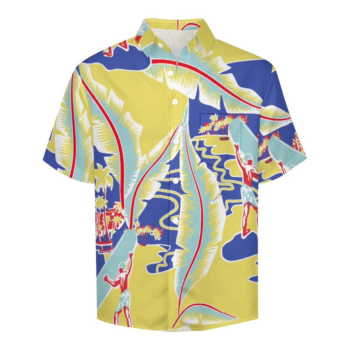 Men's Tropical Plant Print Vacation Hawaiian Shirt 2306104579