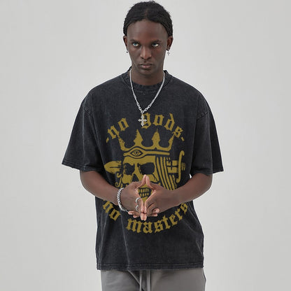Mens Cotton Wash Solid T-Shirts Oversized Unisex Short Sleeve Streetwear Rap Hip Hop Basic Tee Tops 2305101630