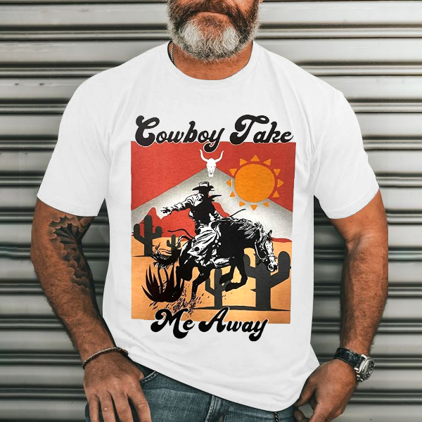 Cowboy Jake Me Away Men's Casual Printed T-Shirt
