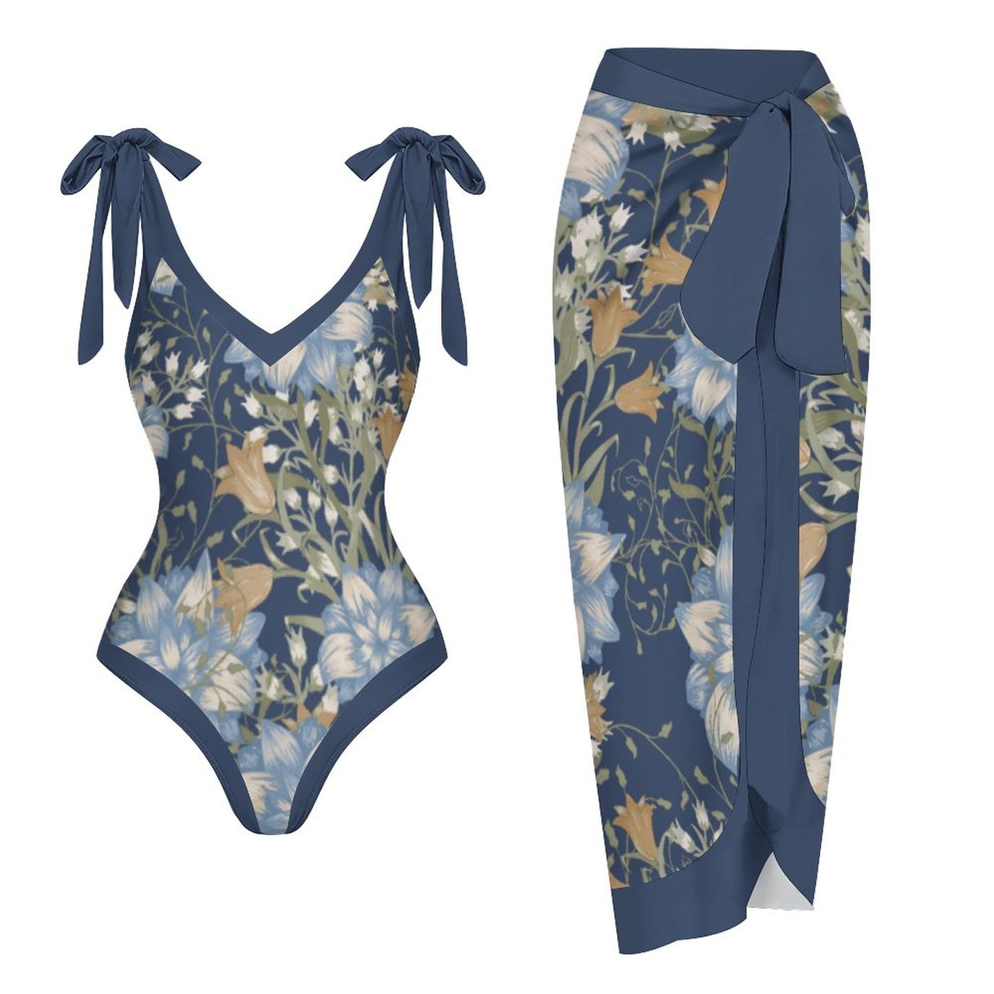 Casual Printed One-Piece Swimsuit And Cover Up 2305102663