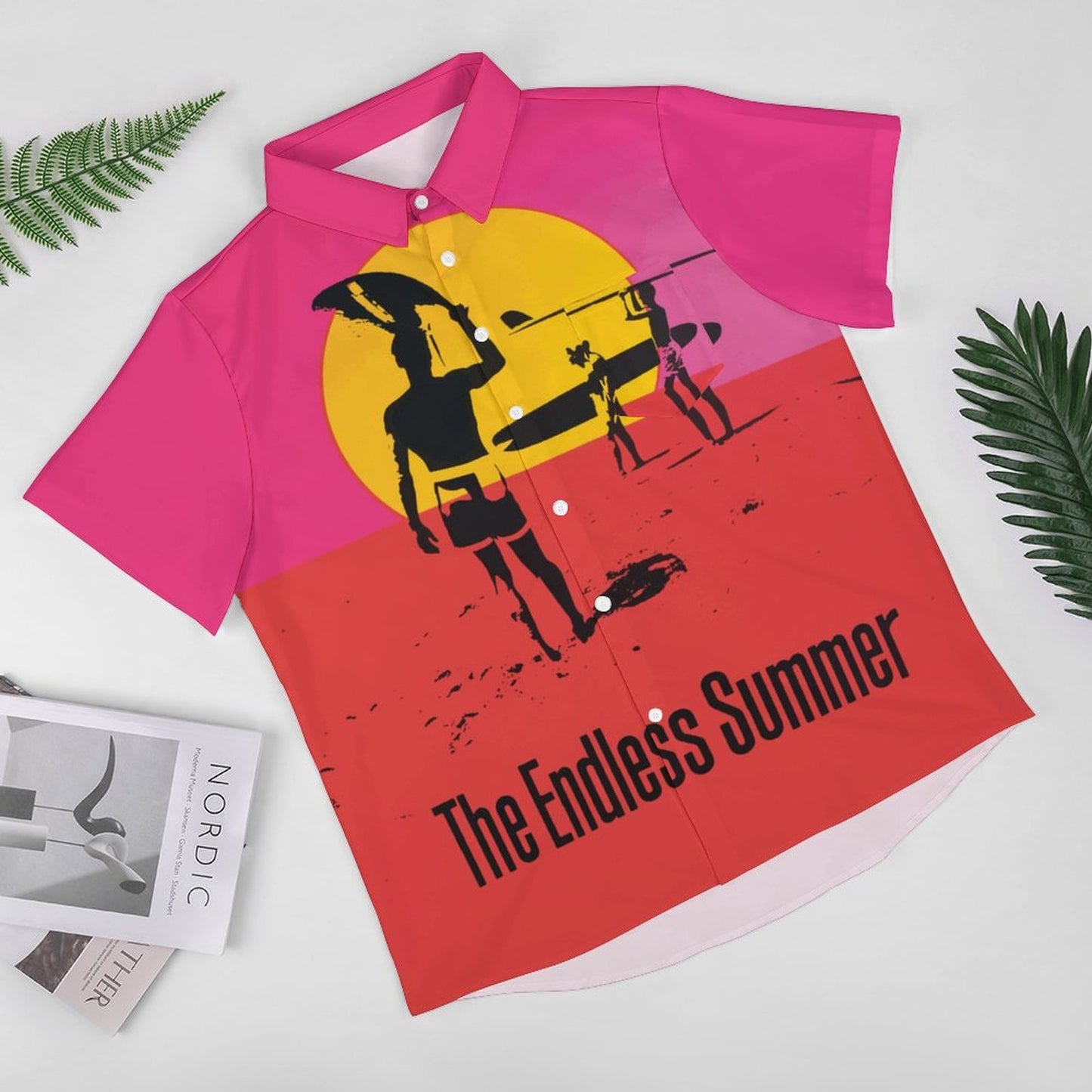 Men's The Endless Summer Print Casual Short Sleeve Shirt 2306102515